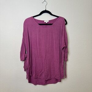 Umgee Tunic Shirt Womens Medium Cold Shoulder 3/4 Sleeve Tie Sides Boho